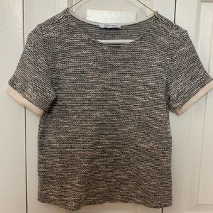 Zara Light Sparkle Short Sleeve Sweater Blouse
